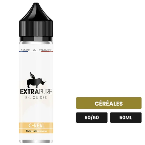 E-liquide C-Real d'Extrapure, 50 ml, saveur céréales.