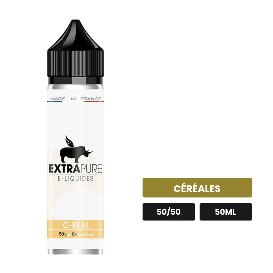E-liquide C-Real d'Extrapure, 50 ml, saveur céréales.