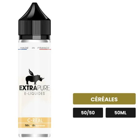 E-liquide C-Real d'Extrapure, 50 ml, saveur céréales.