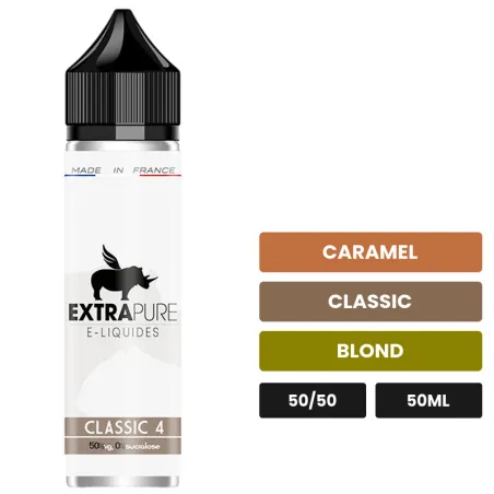 E-liquide Classic 4 d'Extrapure, 50 ml, saveurs caramel, classic et blond.