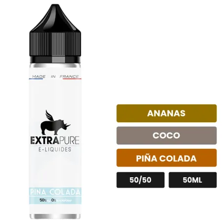 E-liquide Pina Colada d'Extrapure, 50 ml, saveurs ananas, coco et piña colada.