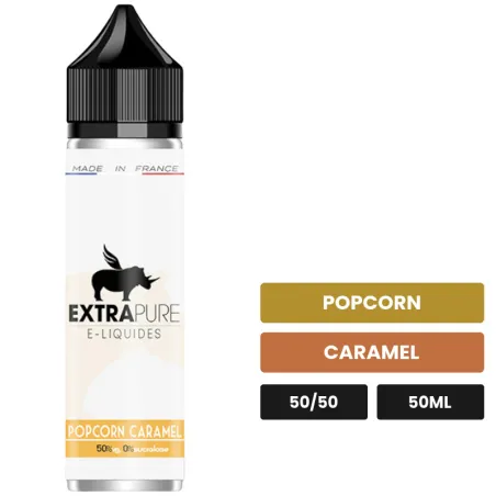 E-liquide Popcorn Caramel d'Extrapure, 50 ml, saveurs popcorn et caramel.
