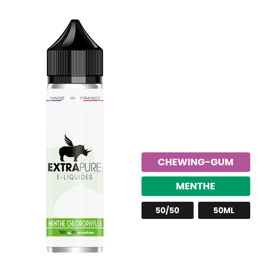 E-liquide Menthe Chlorophylle d'Extrapure, 50 ml, saveurs chewing-gum et menthe.