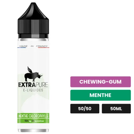 E-liquide Menthe Chlorophylle d'Extrapure, 50 ml, saveurs chewing-gum et menthe.