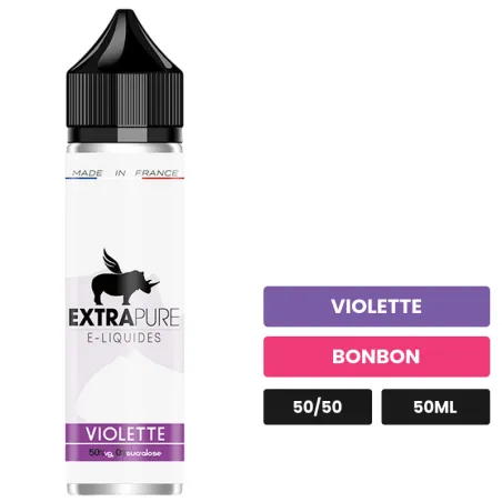 E-liquide Violette d'Extrapure, 50 ml, saveurs violette et bonbon.