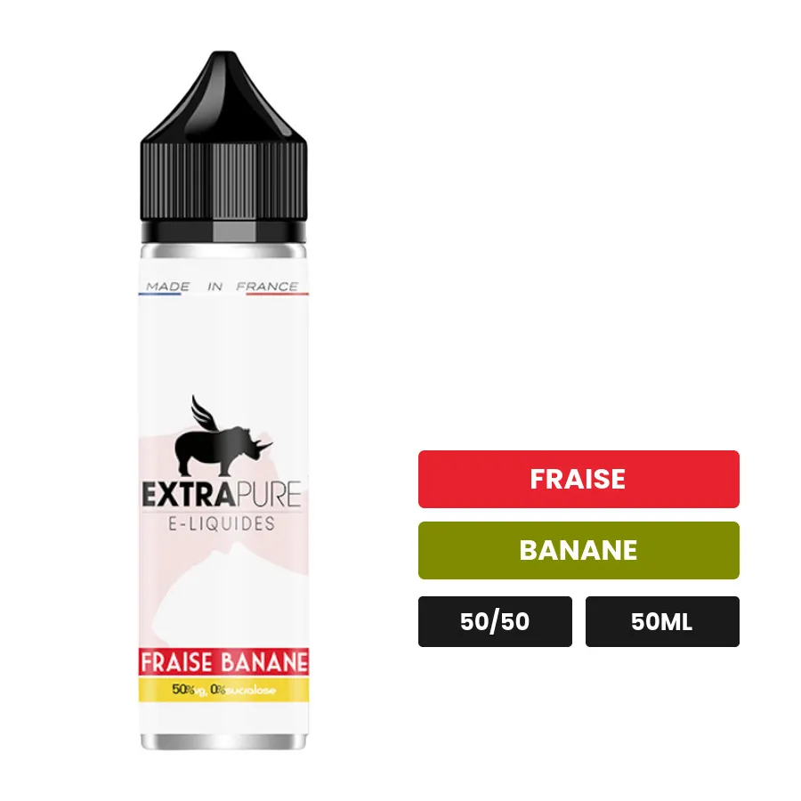 E-liquide Fraise Banane d'Extrapure, 50 ml, saveurs fraise et banane.