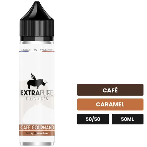 E-liquide Cafe Gourmand d'Extrapure, 50 ml, saveurs café et caramel.