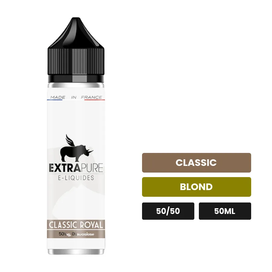 E-liquide Classic Royal d'Extrapure, 50 ml, saveurs classic et blond.