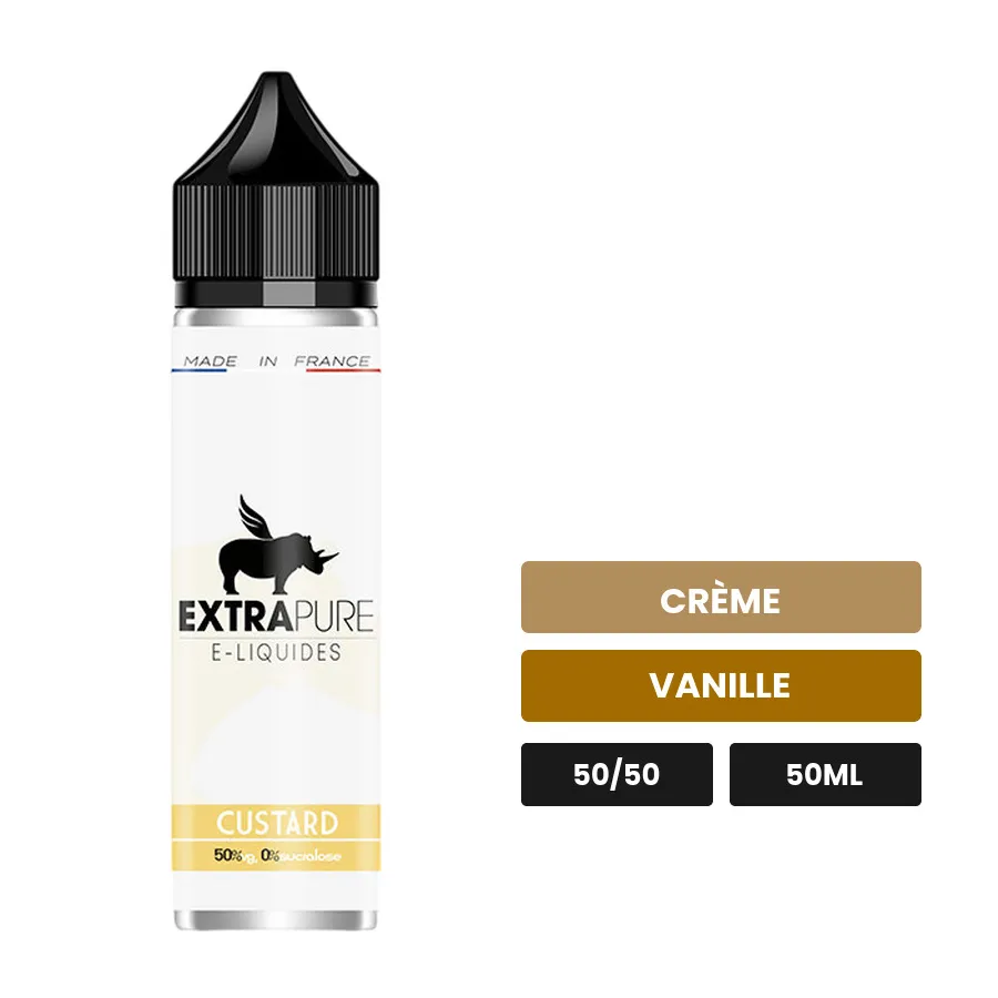 E-liquide Custard d'Extrapure, 50 ml, saveurs crème et vanille.