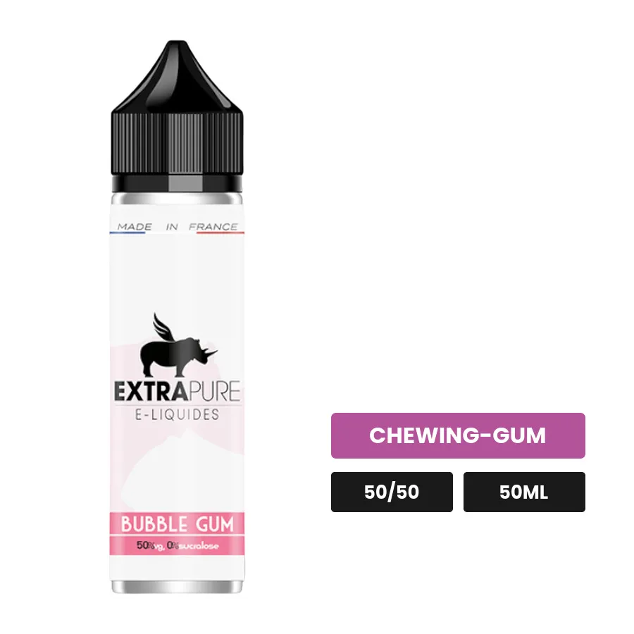 E-liquide Bubble Gum d'Extrapure, 50 ml, saveur chewing-gum.