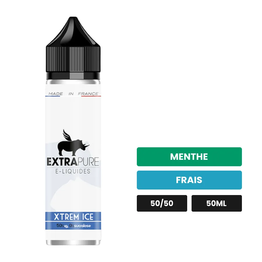 E-liquide Xtrem Ice d'Extrapure, 50 ml, saveurs menthe et frais.