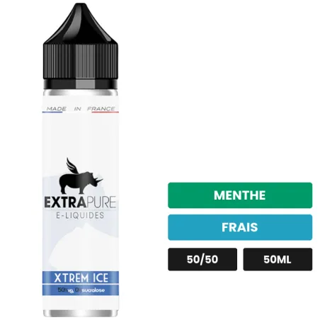 E-liquide Xtrem Ice d'Extrapure, 50 ml, saveurs menthe et frais.