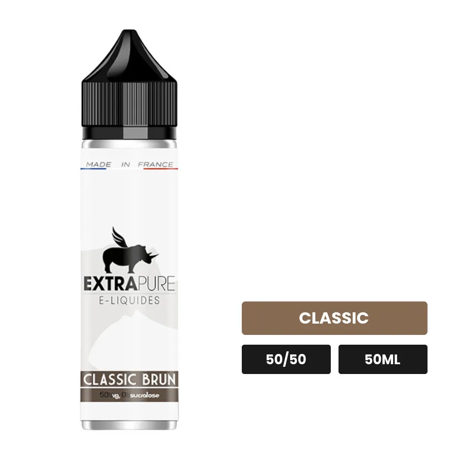 E-liquide Classic Brun d'Extrapure, 50 ml, saveur classic.