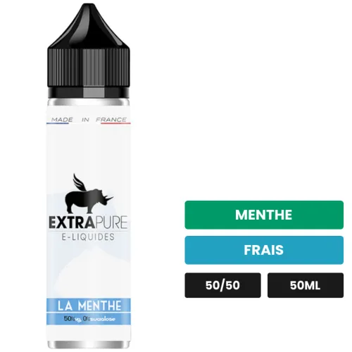 E-liquide La Menthe d'Extrapure, 50 ml, saveurs menthe et frais.