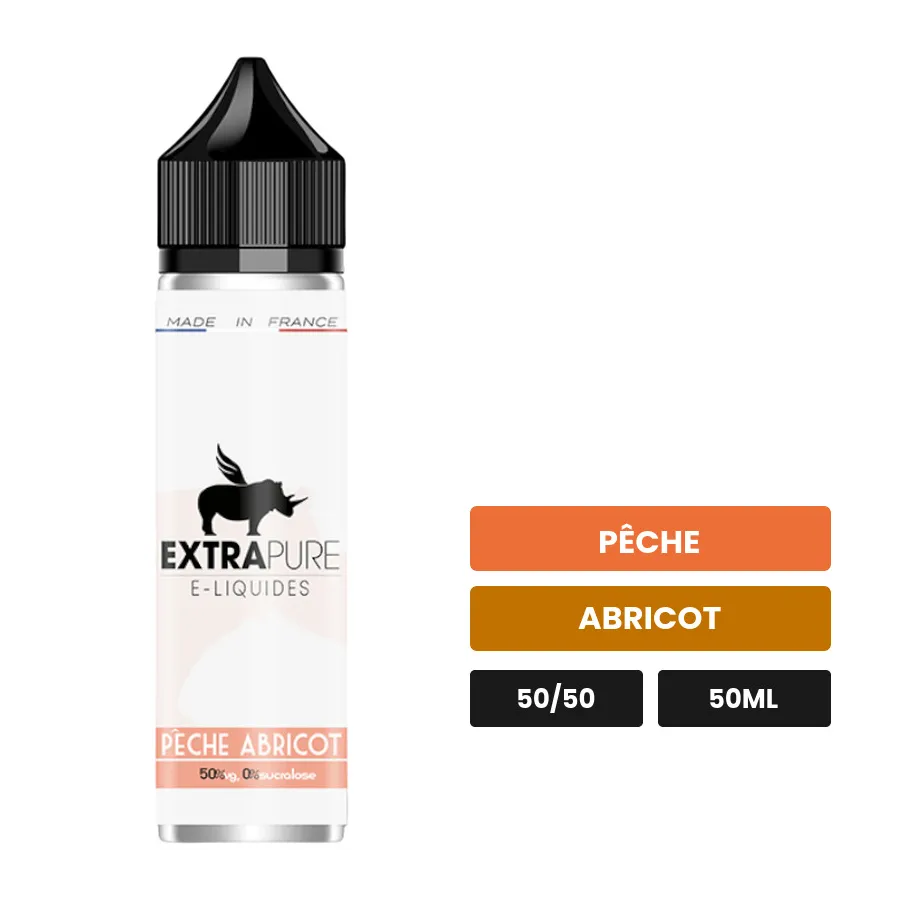 E-liquide Pêche Abricot d'Extrapure, 50 ml, saveurs pêche et abricot.