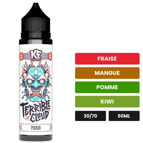 E-liquide Prism de Cloud Vapor, 50 ml, saveurs fraise, mangue, pomme et 2 autres.
