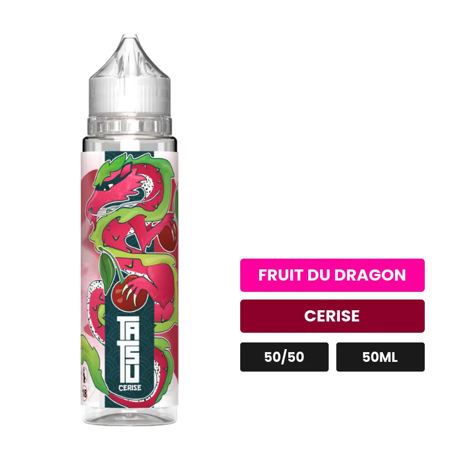 E-liquide Cerise de Cloud Vapor, 50 ml, saveurs fruit du dragon et cerise.