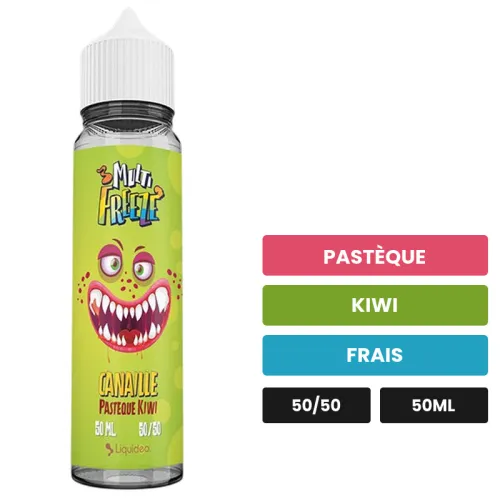 E-liquide Canaille de Liquideo, 50 ml, saveurs pastèque, kiwi et frais.