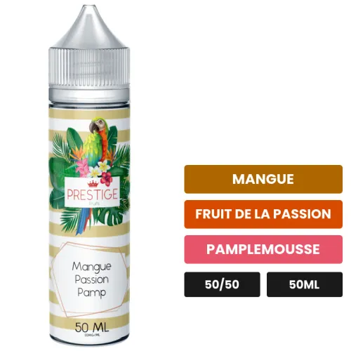 E-liquide Mangue - Fruit De La Passion - Pamplemousse de Prestige Fruits, 50 ml, saveurs mangue, fruit de la passion et.