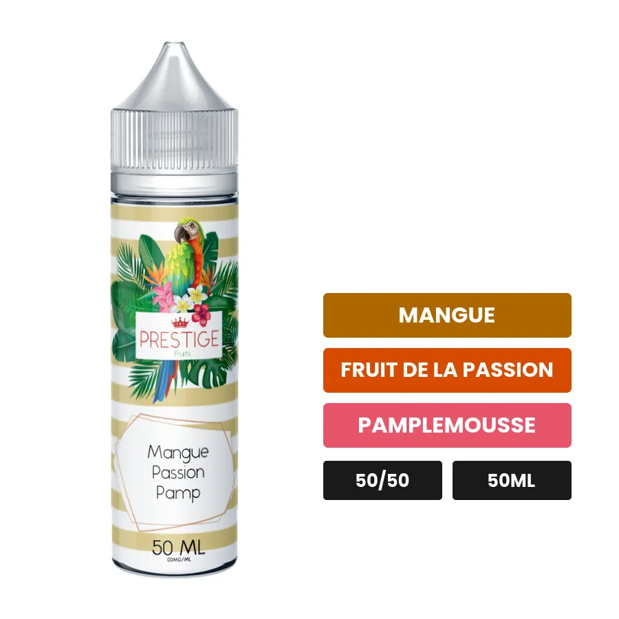 E-liquide Mangue - Fruit De La Passion - Pamplemousse de Prestige Fruits, 50 ml, saveurs mangue, fruit de la passion et.