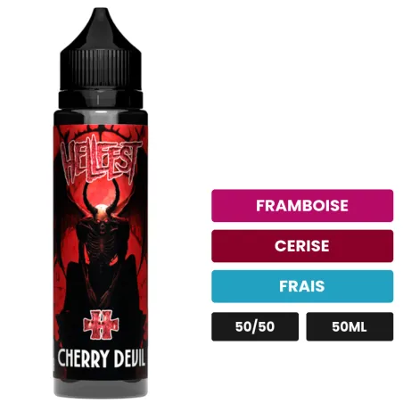 E-liquide Cherry Devil de Cloud Vapor, 50 ml, saveurs framboise, cerise et frais.