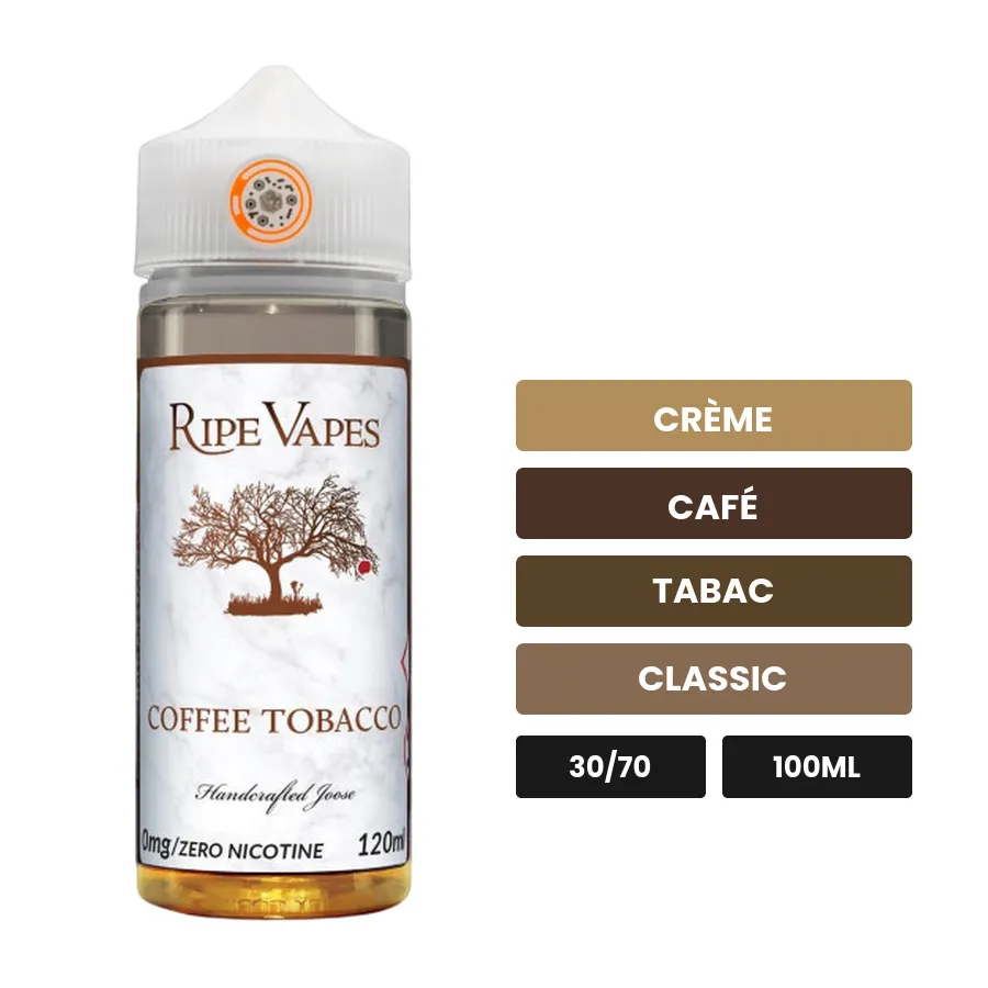 E-liquide VCT Coffee Tobacco de Ripe Vapes, 100 ml, saveurs crème, café, tabac et 2 autres.
