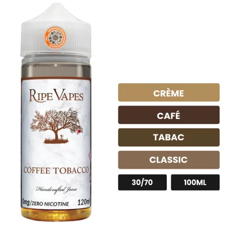 E-liquide VCT Coffee Tobacco de Ripe Vapes, 100 ml, saveurs crème, café, tabac et 2 autres.