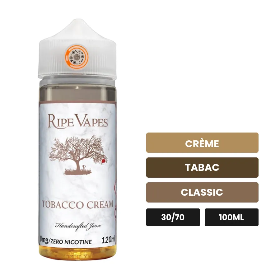 E-liquide VCT Tobacco Cream de Ripe Vapes, 100 ml, saveurs crème, tabac et classic.