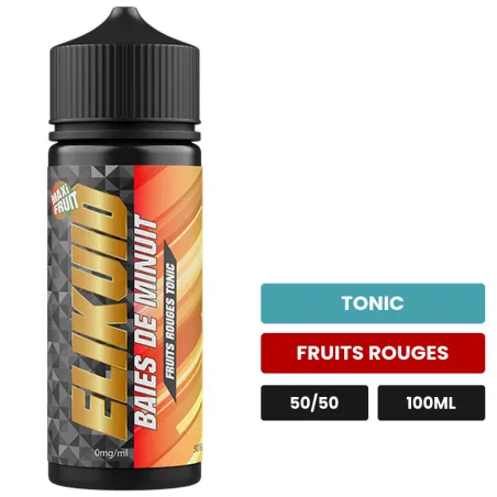E-liquide Baies de Minuit d'O'Jlab, 100 ml, saveurs tonic et fruits rouges, sans nicotine — prêt à booster de nicotine.