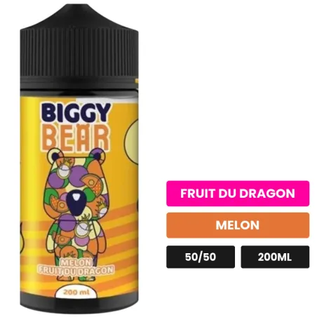 E-liquide Melon Fruit du Dragon de Biggy Bear, 200 ml, saveurs fruit du dragon et melon.