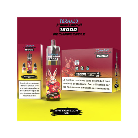 Puff Tornado 15K Watermelon Ice 650mAh 14ml - Tornado x White Rabbit