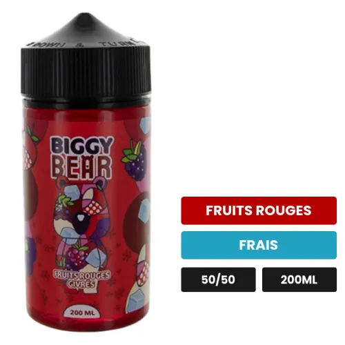 E-liquide Fruits Rouges Givrés de Biggy Bear, 200 ml, saveurs fruits rouges et frais.