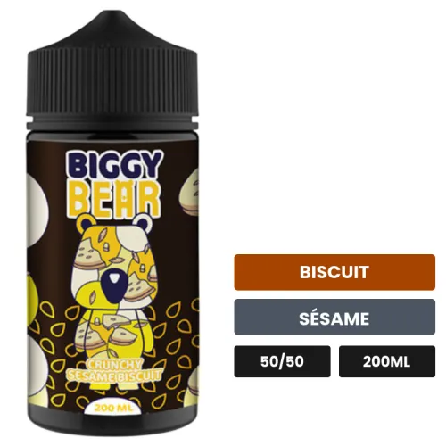 E-liquide Crunchy Sesame Biscuit de Biggy Bear, 200 ml, saveurs biscuit et sésame.