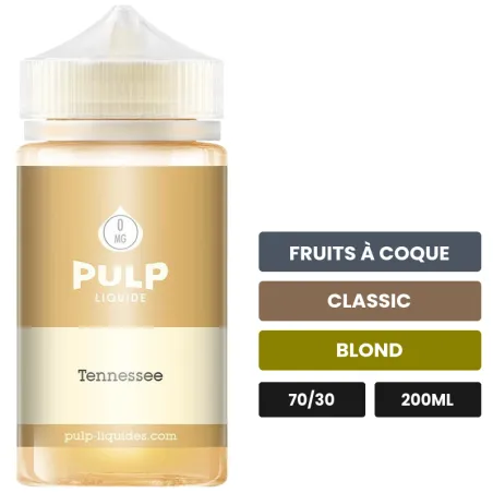 E-liquide Tennessee de Pulp, 200 ml, saveurs fruits à coque, classic et blond.
