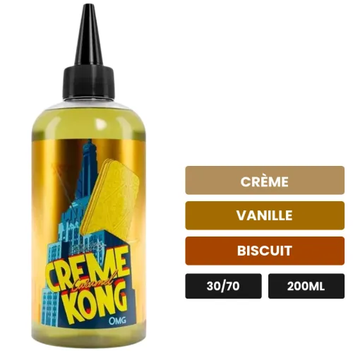E-liquide Creme Kong Creme Kong (Dropper Inclus) de Joe's Juice, 200 ml, saveurs crème, vanille et biscuit.