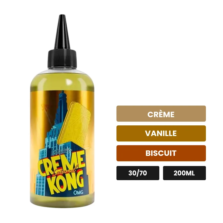E-liquide Creme Kong Creme Kong (Dropper Inclus) de Joe's Juice, 200 ml, saveurs crème, vanille et biscuit.