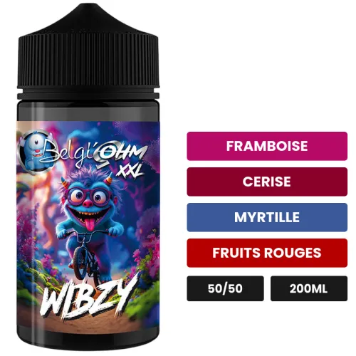 E-liquide Wibzy de Belgi'ohm, 200 ml, saveurs framboise, cerise, myrtille et 1 autre, sans nicotine — prêt à booster de.