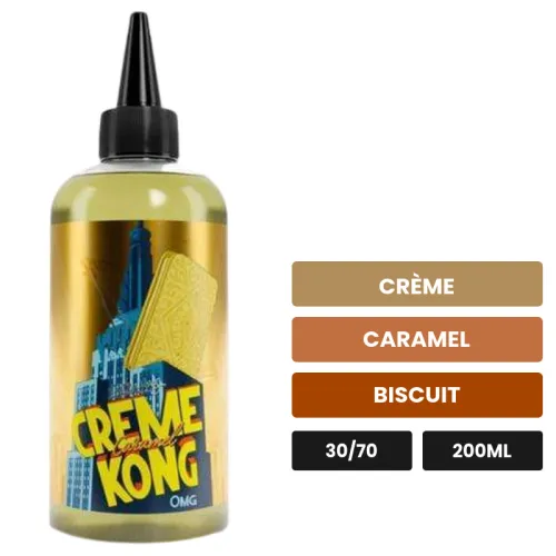 E-liquide Creme Kong Caramel de Joe's Juice, 200 ml, saveurs crème, caramel et biscuit.