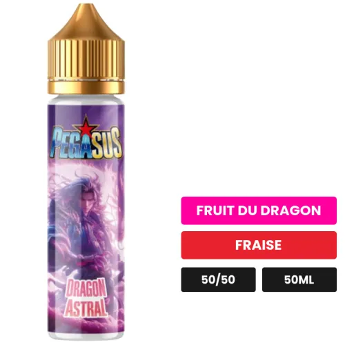 E-liquide Dragon Astral de Pegasus, 50 ml, saveurs fruit du dragon et fraise.