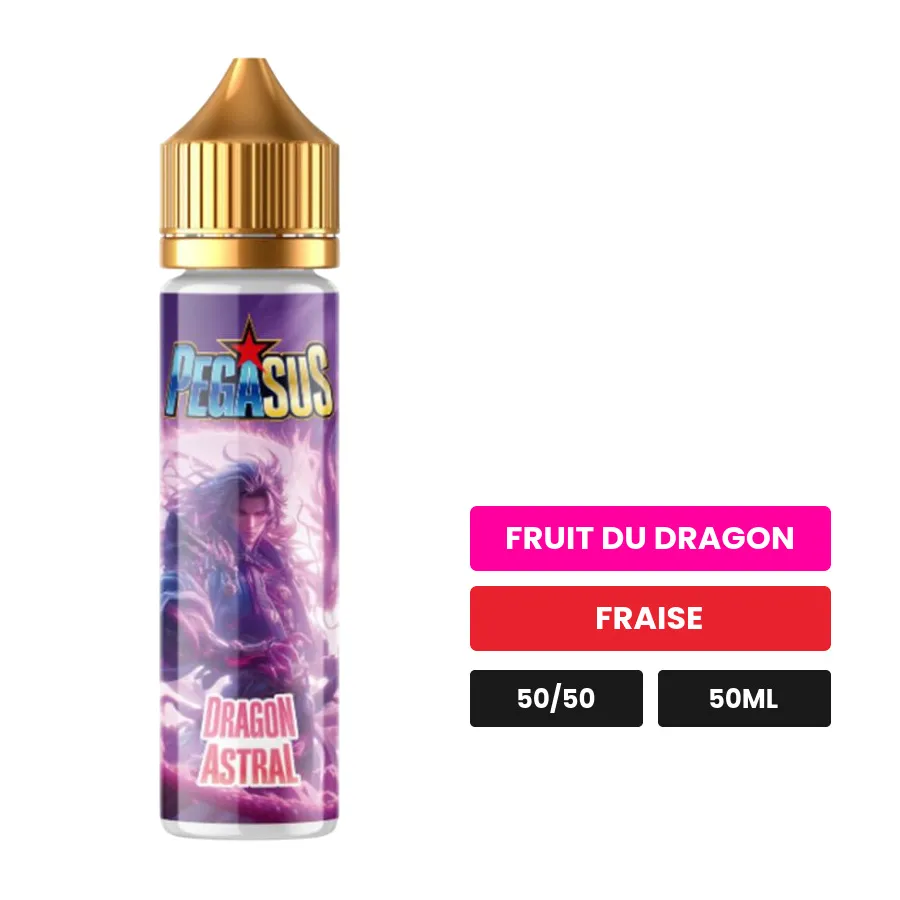 E-liquide Dragon Astral de Pegasus, 50 ml, saveurs fruit du dragon et fraise.