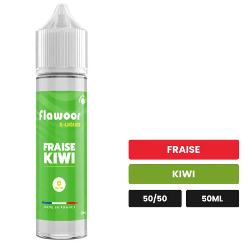 E-liquide Fraise Kiwi de Flawoor, 50 ml, saveurs fraise et kiwi.