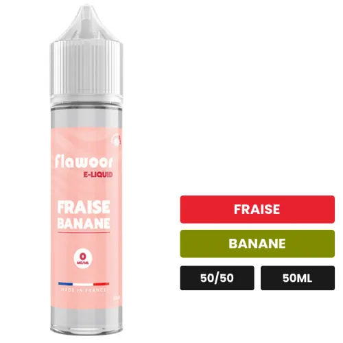 E-liquide Fraise Banane de Flawoor, 50 ml, saveurs fraise et banane.