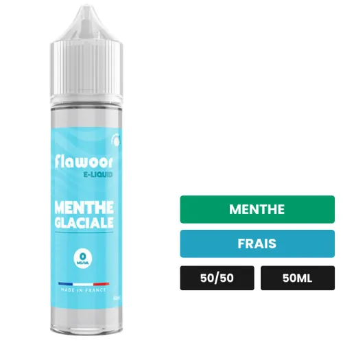 E-liquide Menthe Glaciale de Flawoor, 50 ml, saveurs menthe et frais.