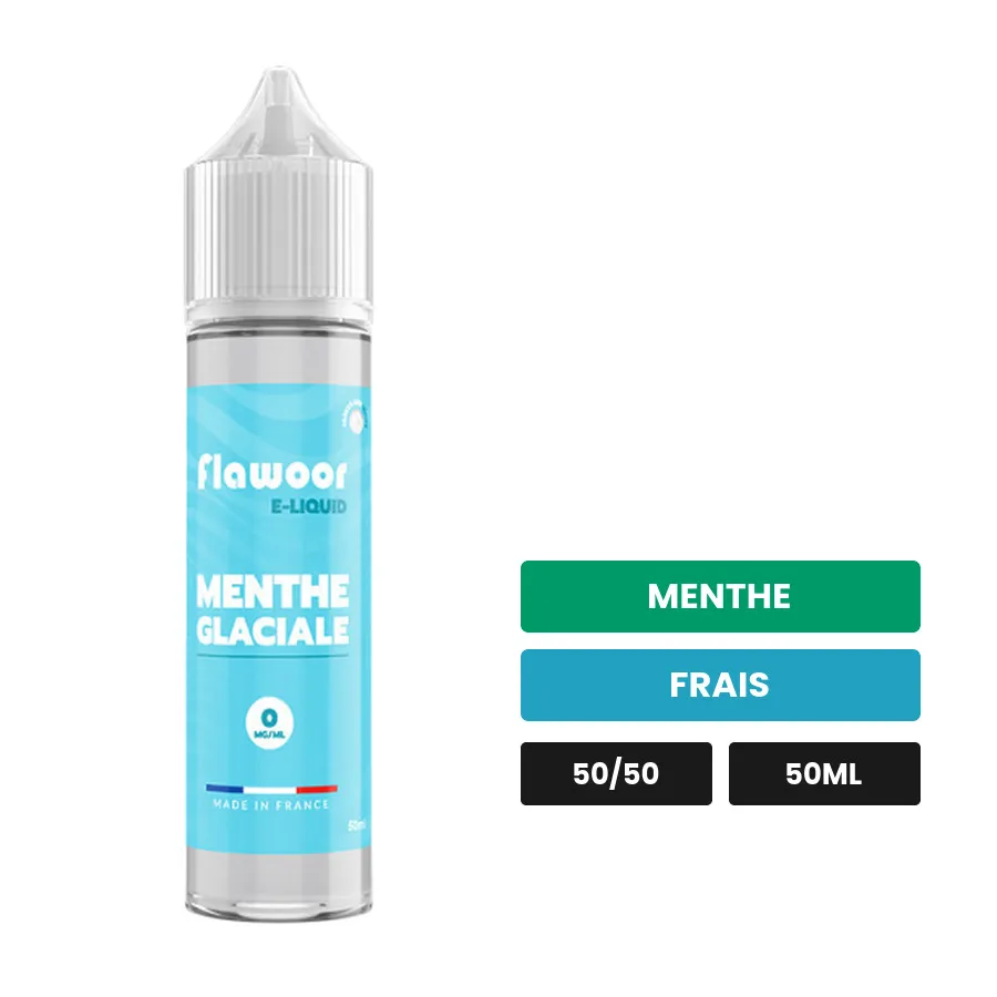 E-liquide Menthe Glaciale de Flawoor, 50 ml, saveurs menthe et frais.