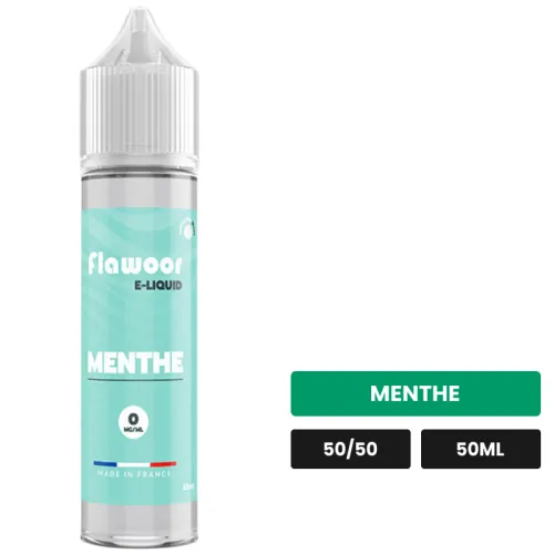 E-liquide Menthe de Flawoor, 50 ml, saveur menthe.