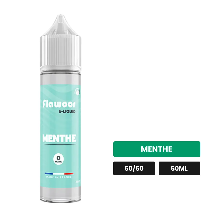 E-liquide Menthe de Flawoor, 50 ml, saveur menthe.