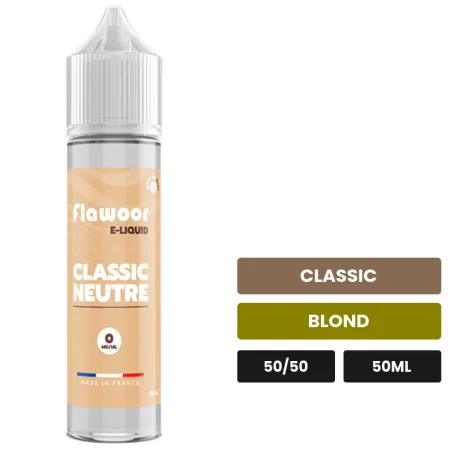 E-liquide Classic Neutre de Flawoor, 50 ml, saveurs classic et blond.