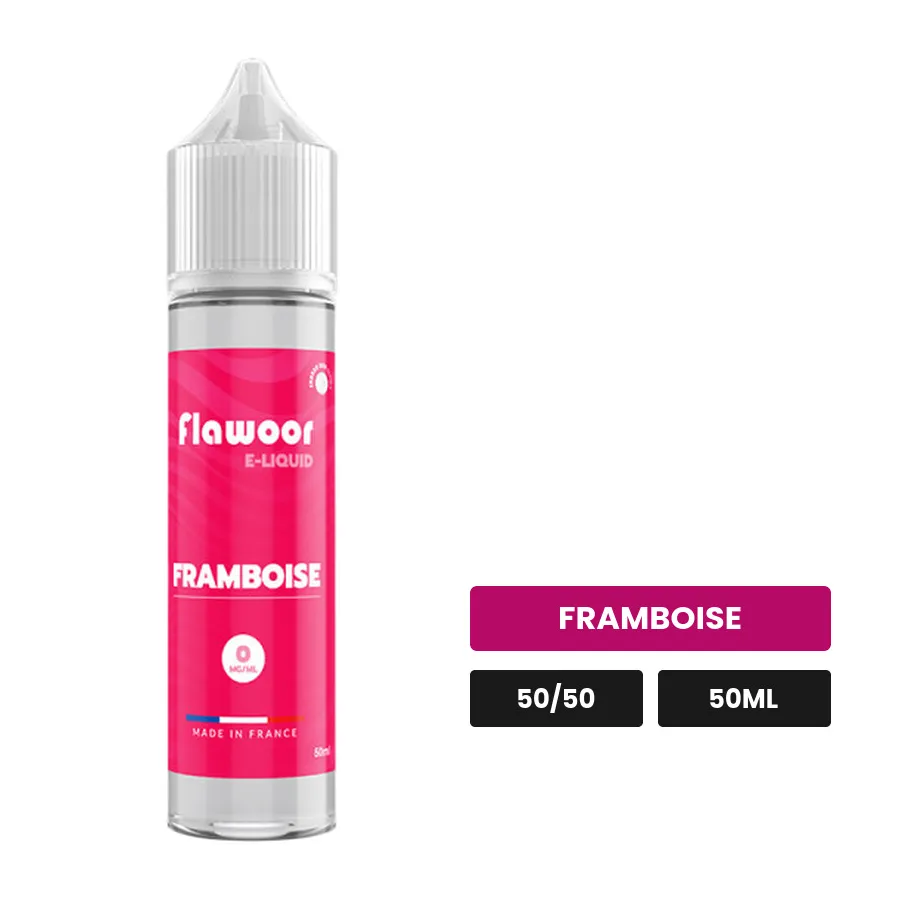 E-liquide Framboise de Flawoor, 50 ml, saveur framboise.