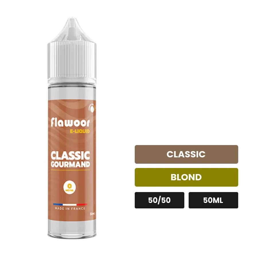 E-liquide Classic Gourmand de Flawoor, 50 ml, saveurs classic et blond.