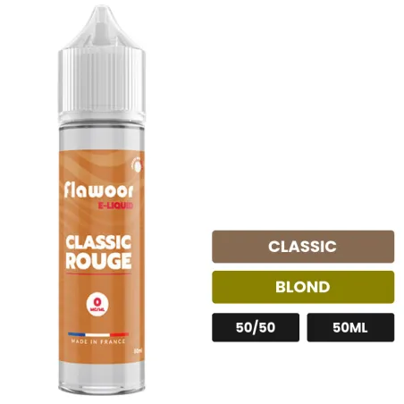 E-liquide Classic Rouge de Flawoor, 50 ml, saveurs classic et blond.
